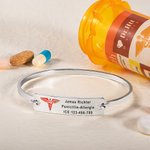 Etoile de Vie Personnalisée Gravée Symbole Médical Alerte Urgence Bracelet ID avec Texte Cadeau pour Famille Ami diabétique Allergie Autisme