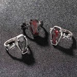 Personalized Gothic Coffin Rose Vintage Ring with Engraved Name Christmas Halloween Gift for Women Men