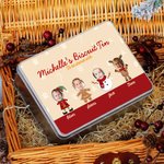 Bonhomme de neige personnalisé Père Noël Bonhomme de pain d'épice Boîte à biscuits de Noël en métal de qualité alimentaire 1- 6 photos de visage et nom Cadeau de Noël pour la famille