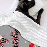 Personnalisé Joyeux Noël Multicolore Cartoon Santa Hat Dog Cat Blanket with Dotted Backing and Names Birthday Christmas Gift for Pet Owners