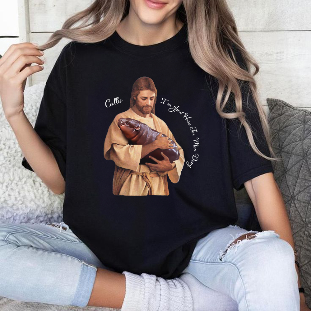 Personalised Jesus Loves Cute Moo Deng Crewneck Tshirt Sweatshirt with
