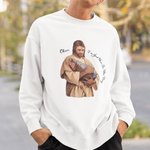 Personalized Jesus Loves Cute Moo Deng Crewneck T-shirt Sweatshirt with Name Religious Christmas Gift for Moo Deng Lovers