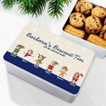 Bonhomme de neige personnalisé Père Noël Bonhomme de pain d'épice Boîte à biscuits de Noël en métal de qualité alimentaire 1- 6 photos de visage et nom Cadeau de Noël pour la famille