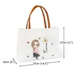 Personalisierte Cartoon-Charakter Canvas Tragetasche mit Reißverschluss und Griff Geburtstag Weihnachten Geschenk für Damen Mädchen