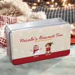 Bonhomme de neige personnalisé Père Noël Bonhomme de pain d'épice Boîte à biscuits de Noël en métal de qualité alimentaire 1- 6 photos de visage et nom Cadeau de Noël pour la famille
