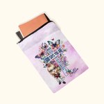 Personalised God Says You Are Bible Verse Cross Flowers Butterfly Book Cover with Front Pocket Christian Birthday Gift for Women Bookworm