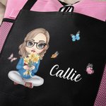 Sac à Épaule Imperméable Personnalisé avec Personnage Fleur de Naissance Nom Sac avec Poches en Maille Cadeau Anniversaire Noël pour Famille Ami