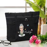 Sac à Épaule Imperméable Personnalisé avec Personnage Fleur de Naissance Nom Sac avec Poches en Maille Cadeau Anniversaire Noël pour Famille Ami