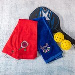 Serviette de sport brodée 100% coton avec clip et monogramme Cadeau de tournoi pour les amoureux du pickleball