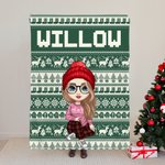 Personalizzato fiocco di neve renna personaggio dei cartoni animati morbida coperta con nome Home Decor regalo di Natale per ragazzi ragazze famiglia