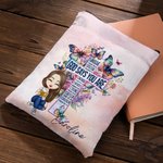 Personalised God Says You Are Bible Verse Cross Flowers Butterfly Book Cover with Front Pocket Christian Birthday Gift for Women Bookworm