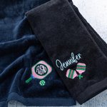 Serviette de sport brodée 100% coton avec clip et monogramme Cadeau de tournoi pour les amoureux du pickleball