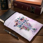 Personalised God Says You Are Bible Verse Cross Flowers Butterfly Book Cover with Front Pocket Christian Birthday Gift for Women Bookworm