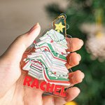 Ornement de Noël personnalisé en acrylique avec nom et cordon Cadeau de décoration d'intérieur pour les amoureux des livres Livres de lecture