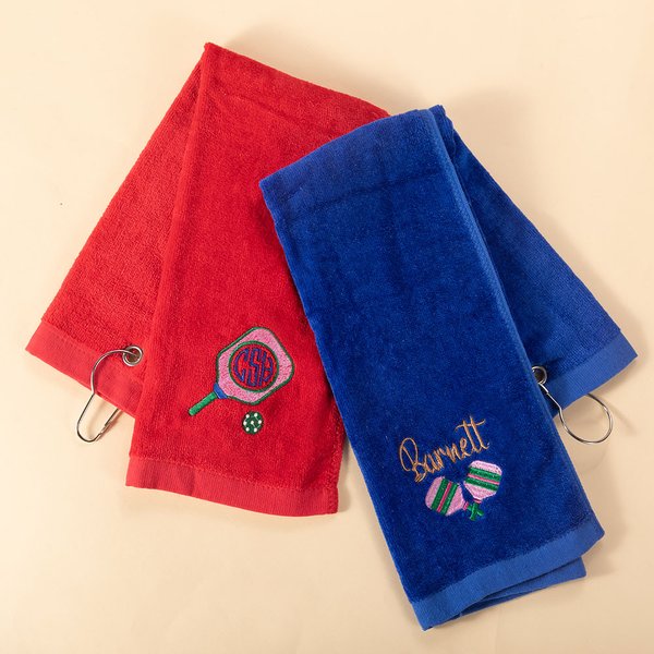 Personalised Embroidered Pickleball Paddle 100% Cotton Sports Towel with Clip and Monogram Name Tournament Gift for Pickleball Lovers