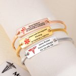 Etoile de Vie Personnalisée Gravée Symbole Médical Alerte Urgence Bracelet ID avec Texte Cadeau pour Famille Ami diabétique Allergie Autisme