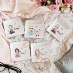 Personalised Cartoon Character Birth Flower Bouquet Ceramic Trinket Jewellery Dish with Name Birthday Bridesmaid Party Wedding Gift for Women