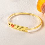 Etoile de Vie Personnalisée Gravée Symbole Médical Alerte Urgence Bracelet ID avec Texte Cadeau pour Famille Ami diabétique Allergie Autisme