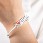 Etoile de Vie Personnalisée Gravée Symbole Médical Alerte Urgence Bracelet ID avec Texte Cadeau pour Famille Ami diabétique Allergie Autisme