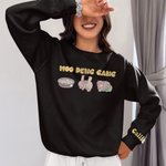 Personnalisé Cartoon Moo Deng Gang Cute Baby Hippo Multicolore T-shirt unisexe Sweatshirt avec nom Cadeau d'anniversaire amusant pour les fans de Moo 