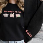 Personnalisé Cartoon Moo Deng Gang Cute Baby Hippo Multicolore T-shirt unisexe Sweatshirt avec nom Cadeau d'anniversaire amusant pour les fans de Moo 