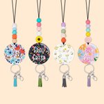 Personalisiertes Schlüsselband mit Namen und Perlen Schlüsselabzeichen mit Quaste für Lehrer Geschenk zum Lehrertag