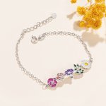 Personalised Adjustable 1-8 Enamel Birth Flowers Bracelet Dainty Jewellery Birthday Mother's Day Gift for Mom Grandma