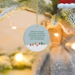 Personnalisé From Our Home To Yours Cabin Snowman Ceramic Ornament with 2 Family Names Christmas Tree Decor Gift for Neighbor Family