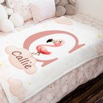 Personalised Cute Giraffe Bear Cloud Animal Soft Blanket with Initial and Name Birthday Nursery Decor Gift for Girls Boys