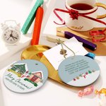 Personnalisé From Our Home To Yours Cabin Snowman Ceramic Ornament with 2 Family Names Christmas Tree Decor Gift for Neighbor Family