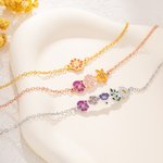 Personalised Adjustable 1-8 Enamel Birth Flowers Bracelet Dainty Jewellery Birthday Mother's Day Gift for Mom Grandma