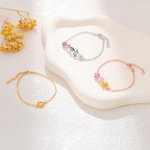 Personalised Adjustable 1-8 Enamel Birth Flowers Bracelet Dainty Jewellery Birthday Mother's Day Gift for Mom Grandma