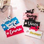 Personalized Curious Peeping Cat Glitter Acrylic Tumbler Name Plate Tag Cute Accessories for Stanley Birthday Gift for Cat Mom Pet Owner