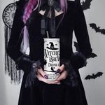 Personalised Witches Brew Drink Co Frosted Glass Tumbler Skinny Tumbler with Name Lid and Straw Birthday Halloween Gift for Family