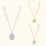 Personalized Minimalist Zircon Compass Necklace with Sideways Name Birthday Anniversary Graduation Gift for Women Travelers