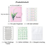 Personalisierter Mehrfarbiger Geldspar-Challenge A5 Binder mit Geburtsblume Namen 100 Umschläge Budget Planer Ringbuch Geburtstag Geschenk für Familie