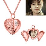 Personalisierte Medaillon Halskette mit Engelsflügeln Foto und Text Gravur im Herzform Geburtstag Jahrestag Geschenk für sie