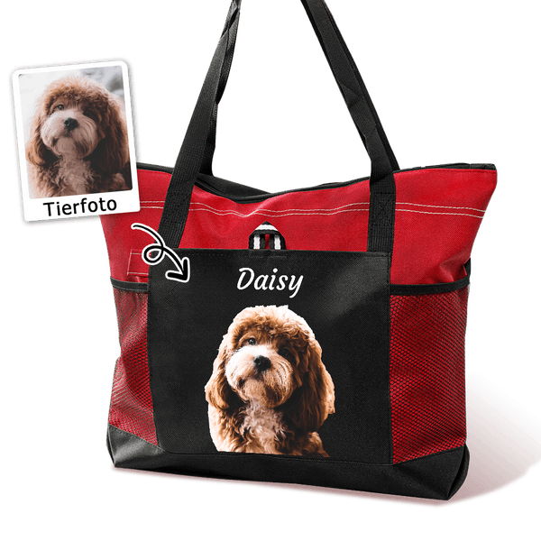 Personalisierte Ölgemälde Tragetasche mit Haustier Porträt Foto und Namen Große Kapazität Geburtstag Jahrestag Geschenk für Tierliebhaber