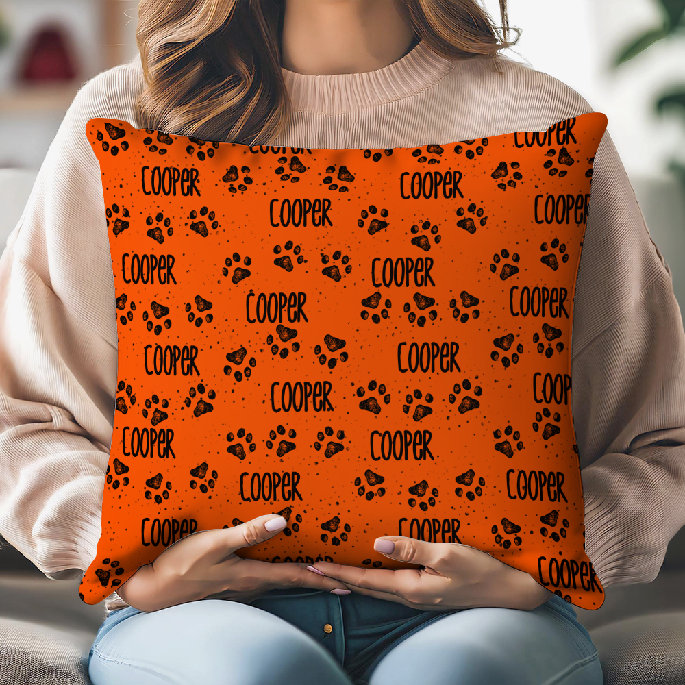 Taie d'oreiller personnalisée Multicolore Paw Name Home Decor Birthday Housewarming Gift for Pet Lover (Cadeau de pendaison de crémaillère pour les am