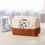 Trousse de toilette personnalisée avec nom et patte, grande capacité, usage quotidien, cadeau d'anniversaire pour les amoureux des chats.