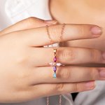 Collana con croce infinita Mobius personalizzata con 5 pietre di nascita Gioielli cristiani minimalisti Regalo di Natale per battesimo e compleanno pe