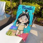 Personalised Cartoon Kid Character Marine Theme Oversized Quick Dry Beach Towel with Name Birthday Summer Holiday Accessories Gift for Boys Girls