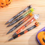 Stylo à bille rechargeable personnalisé pailleté araignée effrayante citrouille fantôme avec nom Halloween École Accessoires de bureau Cadeau pour la 