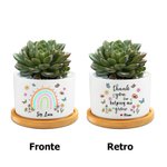 Vaso per Piante Personalizzato con Nome in Ceramica e Base in Bambù Regalo di Apprezzamento per Amanti delle Farfalle Arcobaleno