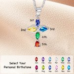Collana con croce infinita Mobius personalizzata con 5 pietre di nascita Gioielli cristiani minimalisti Regalo di Natale per battesimo e compleanno pe