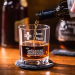 Personalisiertes Whisky Glas und Schiefer Untersetzer mit Laser Gravur Namen Lustige Rezept Vatertag Geschenk für Opa Papa