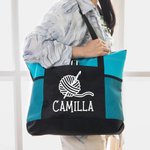 Personalised Knitted Design Large Mesh Tote Bag with Name Birthday Gift for Sewing Crocheting Lovers