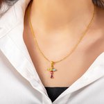 Collana con croce infinita Mobius personalizzata con 5 pietre di nascita Gioielli cristiani minimalisti Regalo di Natale per battesimo e compleanno pe