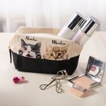 Trousse de toilette personnalisée avec nom et patte, grande capacité, usage quotidien, cadeau d'anniversaire pour les amoureux des chats.