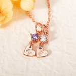 Personalized 1-6 Heart Star Birthstone Pendants Necklace with Engraved Initial Birthday Anniversary Valentine's Day Gift for Women